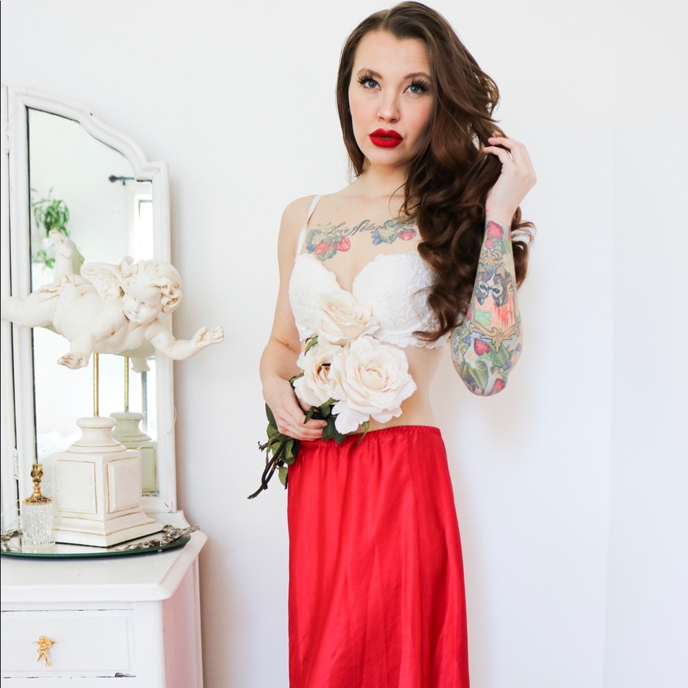 Vintage Maidenform Red Slip Skirt Size Medium